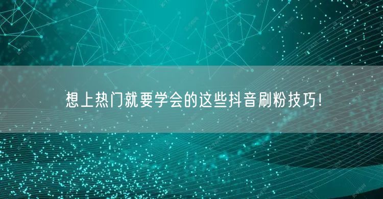 想上热门就要学会的这些抖音刷粉技巧!