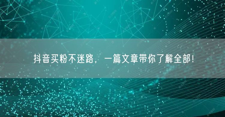 抖音买粉不迷路，一篇文章带你了解全部！
