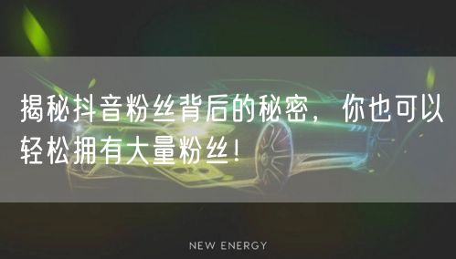 揭秘抖音粉丝背后的秘密，你也可以轻松拥有大量粉丝！