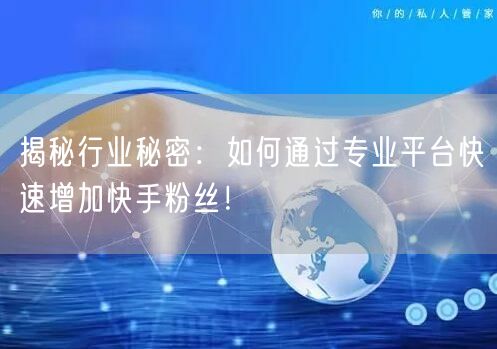 揭秘行业秘密：如何通过专业平台快速增加快手粉丝！
