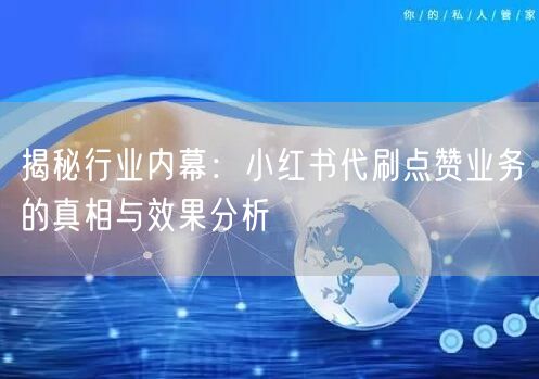 揭秘行业内幕:小红书代刷点赞业务的真相与效果分析