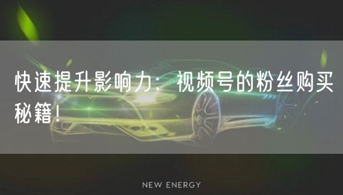 快速提升影响力:视频号的粉丝购买秘籍!